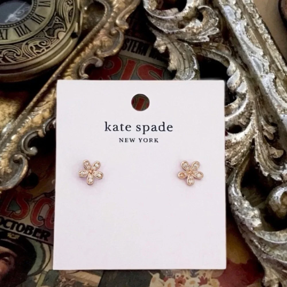 KATE SPADE • Rose Gold Gleaming Gardenia Flower Earrings - Picture 4 of 4